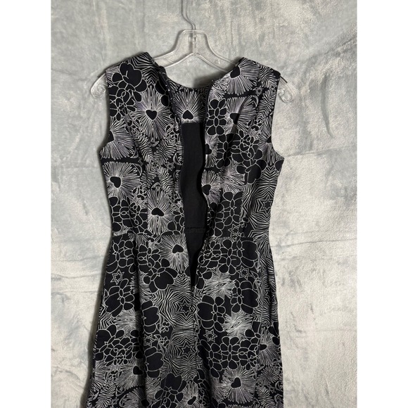 Nooworks Dress Black White Floral Geometric Fit Flare Sleeveless Dress Small - Picture 3 of 13